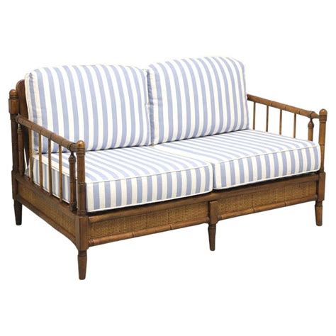 Mid 20th Century Faux Bamboo British Colonial Settee By Broyhill