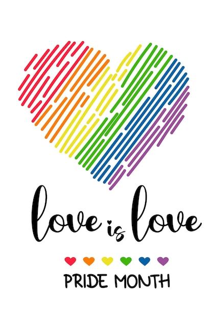 premium vector lgbt pride month love is love lgbtq symbol rainbow heart lgbt pride flag or