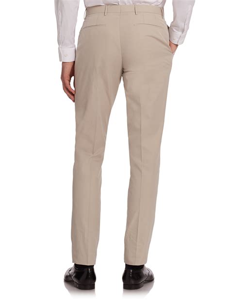 Lyst Burberry Stirling Cotton Dress Pants In Natural For Men