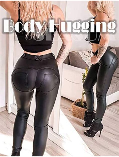 Buy SEASUM Women S Stretchy Faux Leather Pants High Waisted PU Leggings