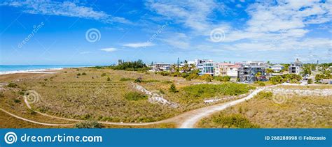 Aerial Panorama Siesta Key Dunes With Beachfront Homes Under