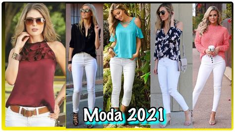 Combinaciones De Moda 2020 2021 Utilizando Unos Jeans De Moda Color