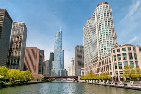 View Of Donald Trump Tower And Skyscrapers From Chicago River In Center