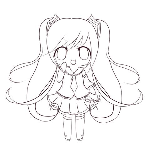 Chibi Miku Lineart Free To Use By Beckythebunny On Deviantart