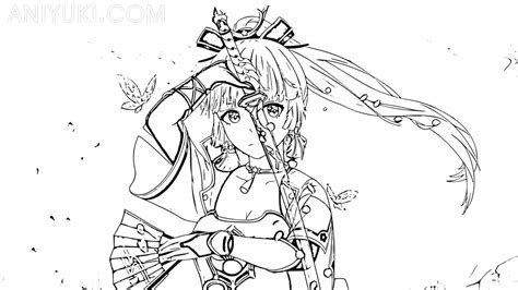 Kamisato Ayaka Coloring Pages Genshin Impact