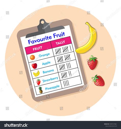 Favorite Fruits Tally Chart Vector Illustration Stock Vector Royalty