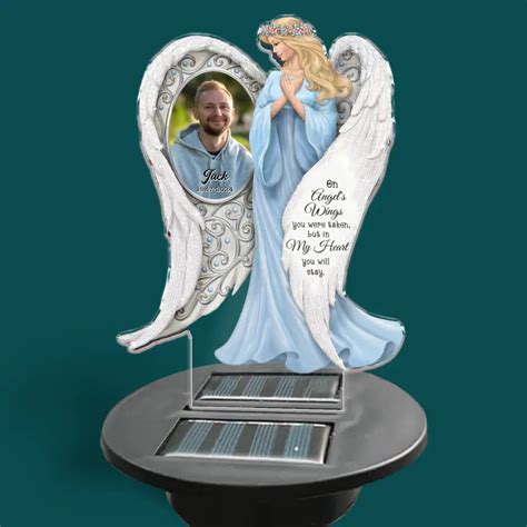 On Angels Wings You Were Taken Personalized Solar Light Memorial R