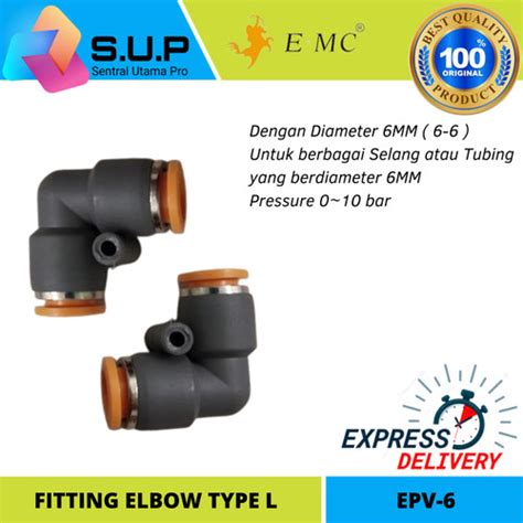 Jual Fitting Elbow L Epv Emc Pneumatic Untuk Selang Jakarta Barat