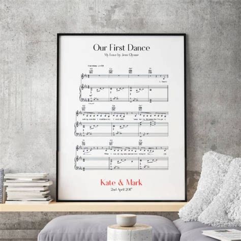 Personalised First Dance Wedding Music Sheet Notes Print Hardtofind