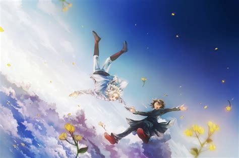 Anime Fly Boys Flower Sky Clouds Wallpaper 2800x1865 648652