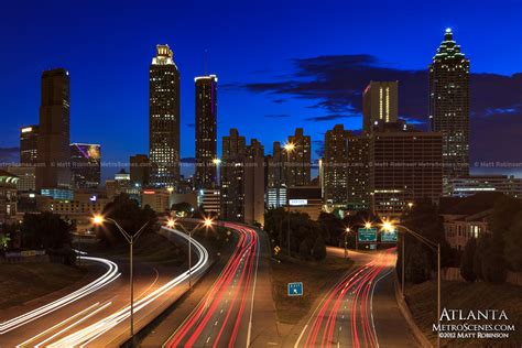 Downtown Atlanta Skyline At Night Atlanta Georgia