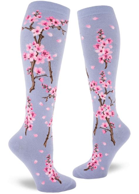 Cherry Blossom Knee Socks Lilac Modsocks Novelty Socks