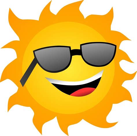 Sun Smile With Sunglasses Clip Art Cartoon Vector Illustration For Logo