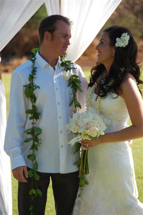 Check spelling or type a new query. Groom wears maile lei with a single flower boutonniere ...