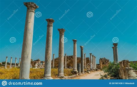 Alley With Greek Ruins In The Ancient City Salamis Cyprus Stock Photo