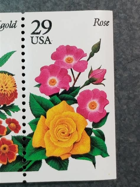 Garden Flowers Postage Stamps 29c Fv Strip Of 5 Marigold Etsy