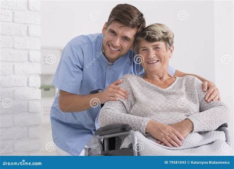 Male Nurse Hugging His Senior Woman Patient Stock Image Image Of Relation Retiree 79581043