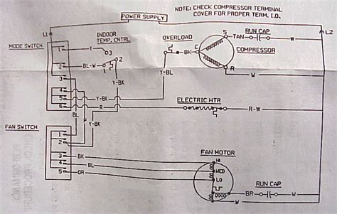 It shows the components of the circuit as simplified shapes, and the power and signal connections between the devices. Window AC Air Conditioner Maintenance diagnostic chart AMERICAN SERVICE DEPT.