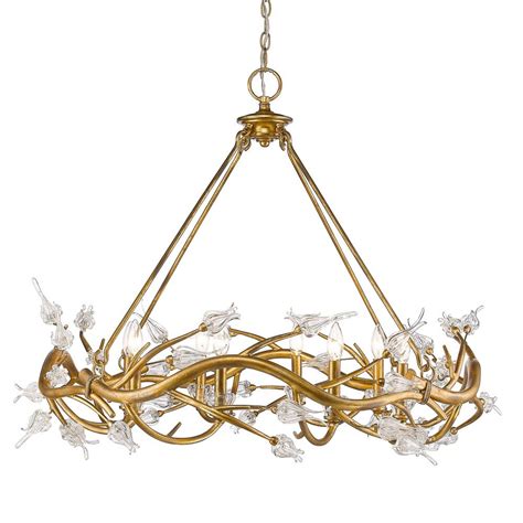 Close to ceiling light fixture type. Golden Lighting Aiyana 8-Light Gold Leaf Chandelier with ...