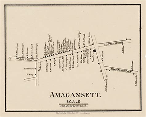 Amagansett New York 1858 Old Town Map Custom Print Suffolk Co Old