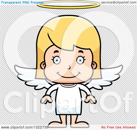clipart of a cartoon happy blond white girl angel royalty free vector illustration by cory
