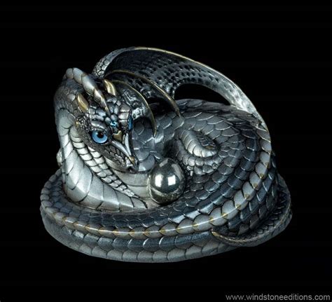 Mother Coiled Dragon Silver Silvery Version Windstone Editions