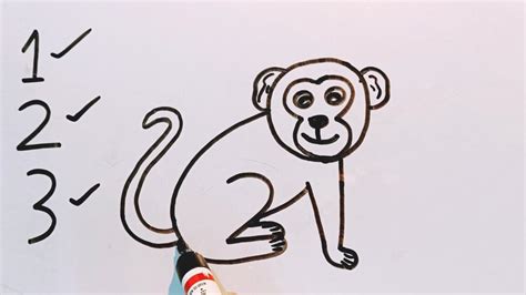 Easy Drawing By Using Number 123 How To Draw A Monkey From Number 123
