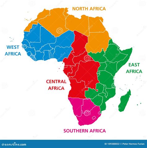Regions Of Africa Political Map Stock Vector Illustration Of Color