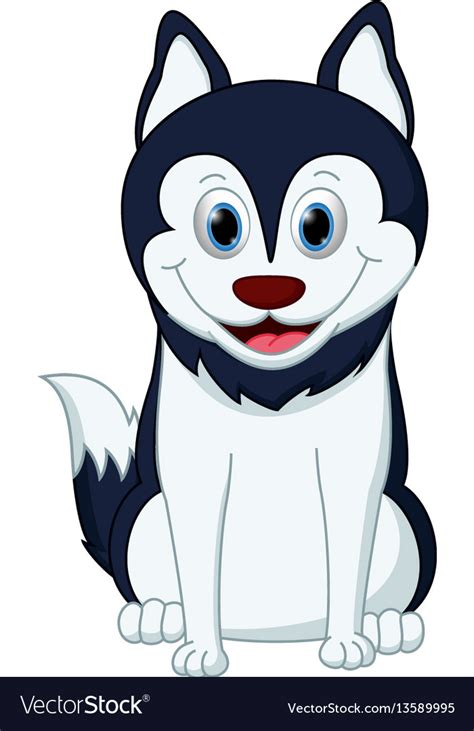 Husky Dog Cartoon Royalty Free Vector Image Vectorstock