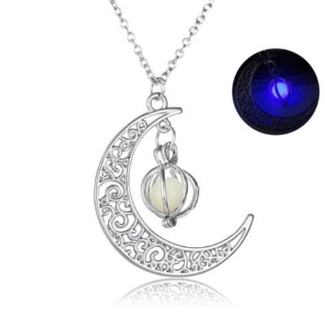 Glow Moon Necklace Crescent Moon Necklace Moon Jewellery Etsy
