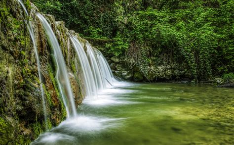 Italy Waterfalls Rivers Moss Mondrago Veneto Nature