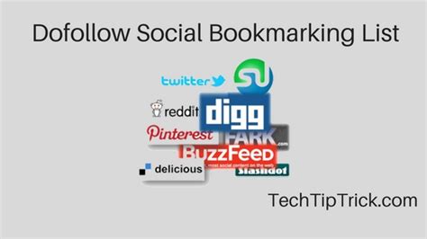 Updated Social Bookmarking Sites List High Pr Dofollow
