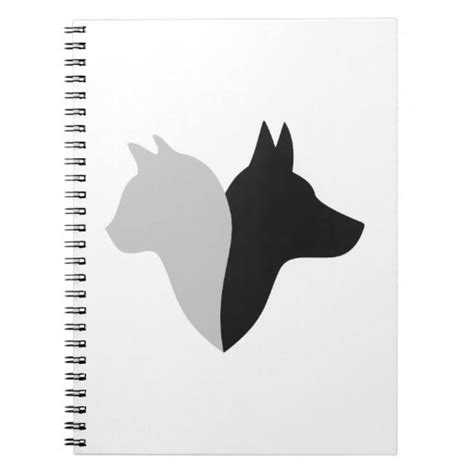 Cat And Dog Head Silhouette Spiral Notebook Zazzle