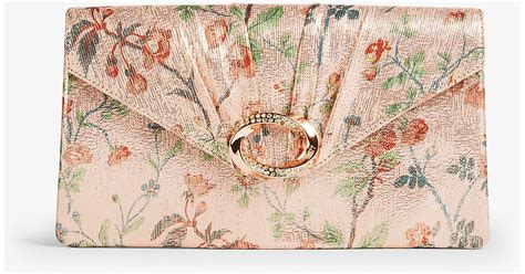 Lk Bennett Serena Floral Print Silk Blend Clutch Bag In Pink Lyst