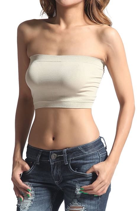 Women Juniors Basic Layering Seamless Cropped Strapless Bandeau Tube Top One Size Walmart Com