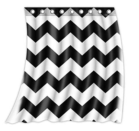 Custom Chevron Pattern Black White Pattern Curtain Polyester Fabric