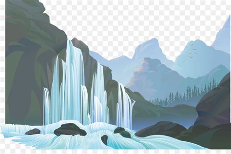 Waterfall Vector At Collection Of Waterfall Vector