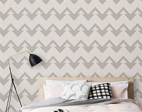 Modern Houses Removable Wallpaper Geometric Pattern Wall Etsy Wall