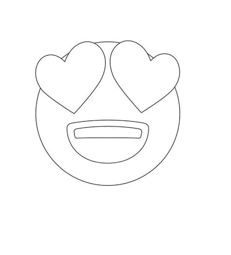 Desenhos de Emoji Feliz com Coração para Colorir e Imprimir