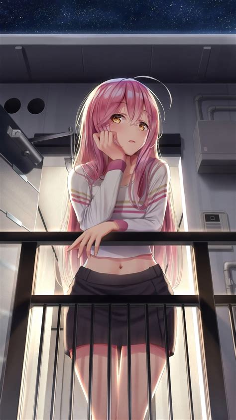 2160x3840 pink hair anime girl standing in balcony sony xperia x xz z5 premium hd 4k wallpapers