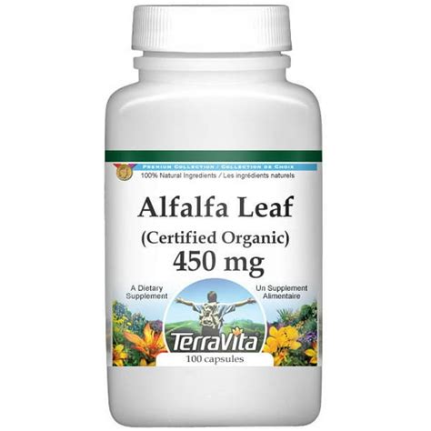 Alfalfa Leaf Certified Organic 450 Mg 100 Capsules Zin 517563