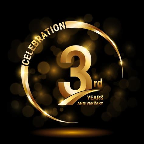 Premium Vector 3rd Anniversary Celebration Logo Design With Gold Ring