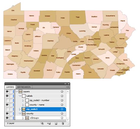 Pennsylvania 3 Digit Zip Code And County Map Your Vector
