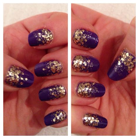 Purple And Gold Glitter Gradient Nails Glitter Gradient Nails Nails