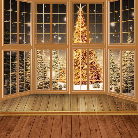 10x10ft Fabric Backdrops For Photography Wood Floor Windows Golden