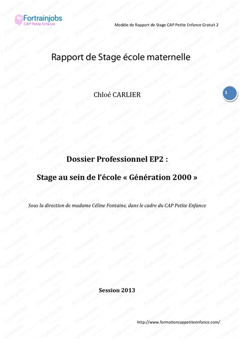 Rapport De Stage École Maternelle Docsity Avec Apprendre A Ecrire