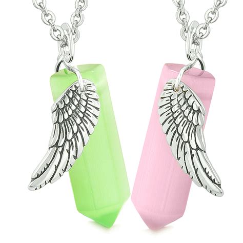 Amulets Love Couples Magic Powers Angel Wings Crystal Points Pink Neon