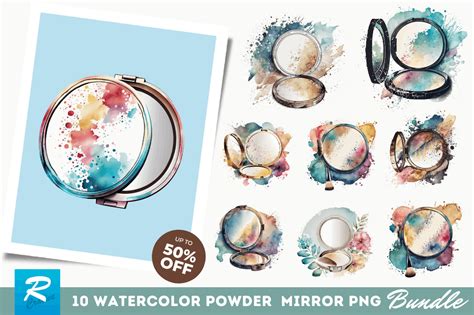 Watercolor Face Powder Mirror Clipart Graphic By Regulrcrative
