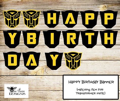 Transformers Bumblebee Happy Birthday Banner Printable Etsy