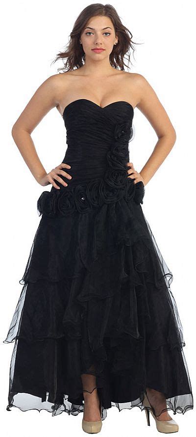 Strapless Oraganza Long Prom Dress With Tiered Skirt S505